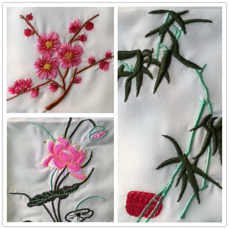 

lgloiv Imitation silk handkerchief floral embroidery