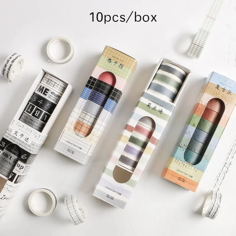 

10Pcs/set 15mm Vintage Letters Washi Tape Creative DIY Decorative Adhesive Masking Tape Sticker Scrapbooking Stationery Supplies