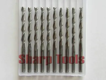 

10pcs 3.175*32MM 2 Flutes Spiral Carbide Bits, End Milling Cutters, Wood Router Tools, Cutting Slotting Engraving on MDF, Acryl