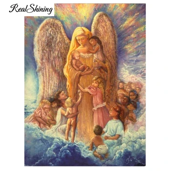 

REALSHINING Diamond Painting Mary Virgin Baby Diamond Embroidery sale Full square nature 5D Diy Mosaic puzzle arts crafts FS3141