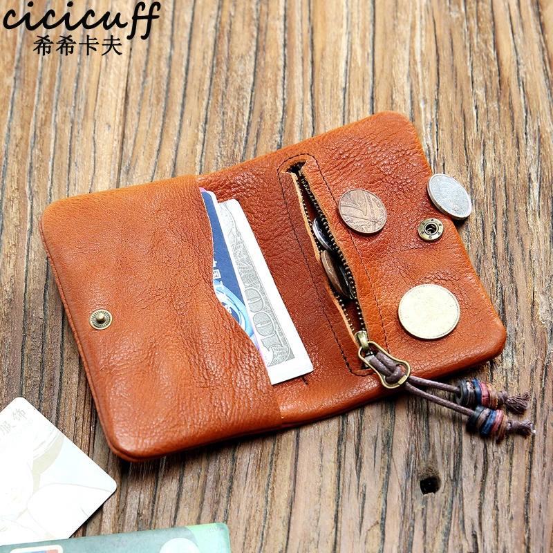 Coin Purse for Men Women Card Holder Money Bag Handmade Vintage Genuine Leather Small Coin ...