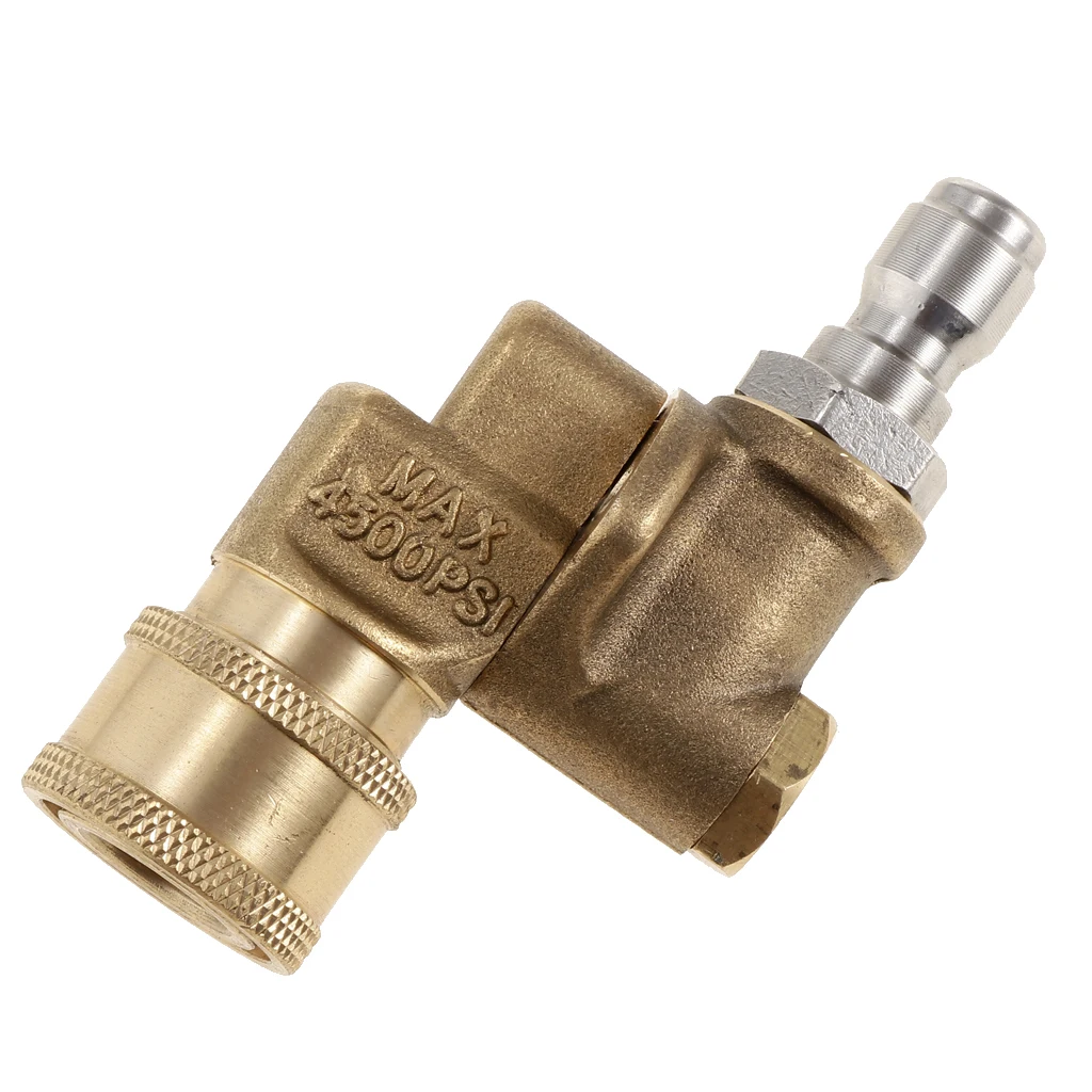 Pressure Washer Spray Nozzle Tips Quick Connecting Pivoting Coupler 2.5 GMP 4500PSI 1/4'' Plug 90 Degree