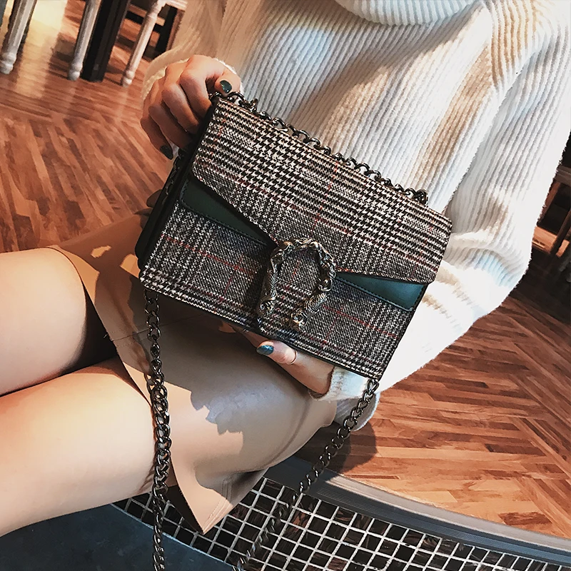 

2018 Women Messenger Bag Luxury Handbag Famou Brand Plaid Lattice Designer Chain Crossbody Bags for Women Bolsa Sac louis gg bag