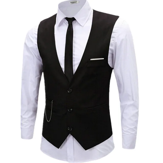 Black Burgundy Men Slim Fit Suit Vests Male Single Breasted Notched ...