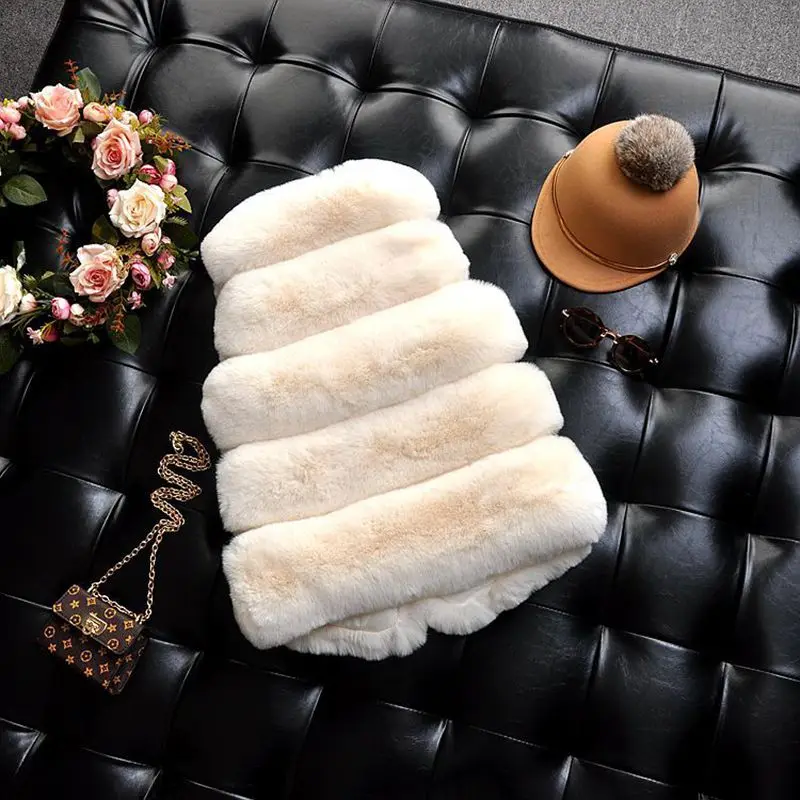 Children Vest Kids Girls Faux Fur Vest Coats Winter Warm Waistcoat Sleeveless Children Fur Jacket Baby Girls Outwear Clothes TZ246