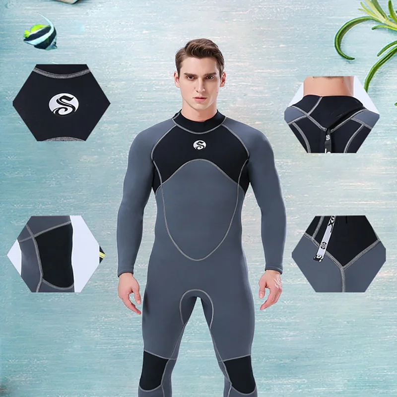 

Men Wetsuit Skin Guards Adult One-Piece Long Sleeve UV Protection Waterproof Windproof Thermal Diving Suit