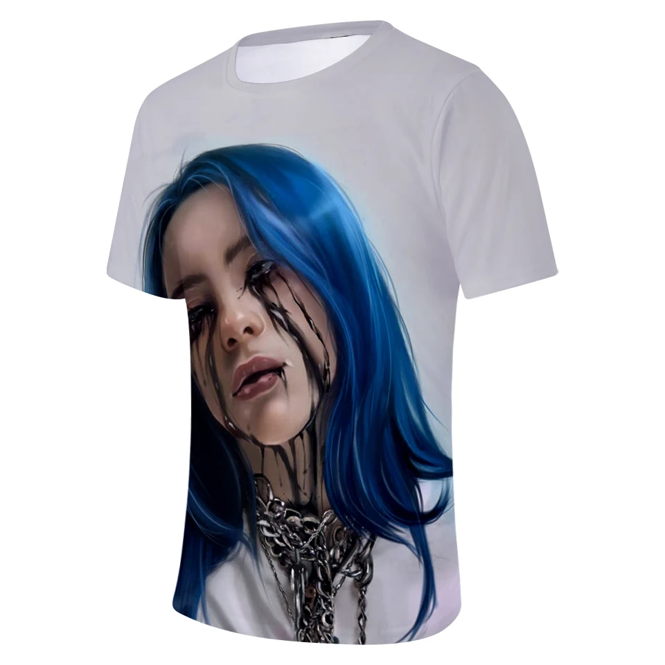 Billie Eilish, новинка, 3D футболка, для мужчин, летняя мода, хип-хоп, Harajuku, повседневная одежда, Billie Eilish, 3D, для девочек, желтая футболка