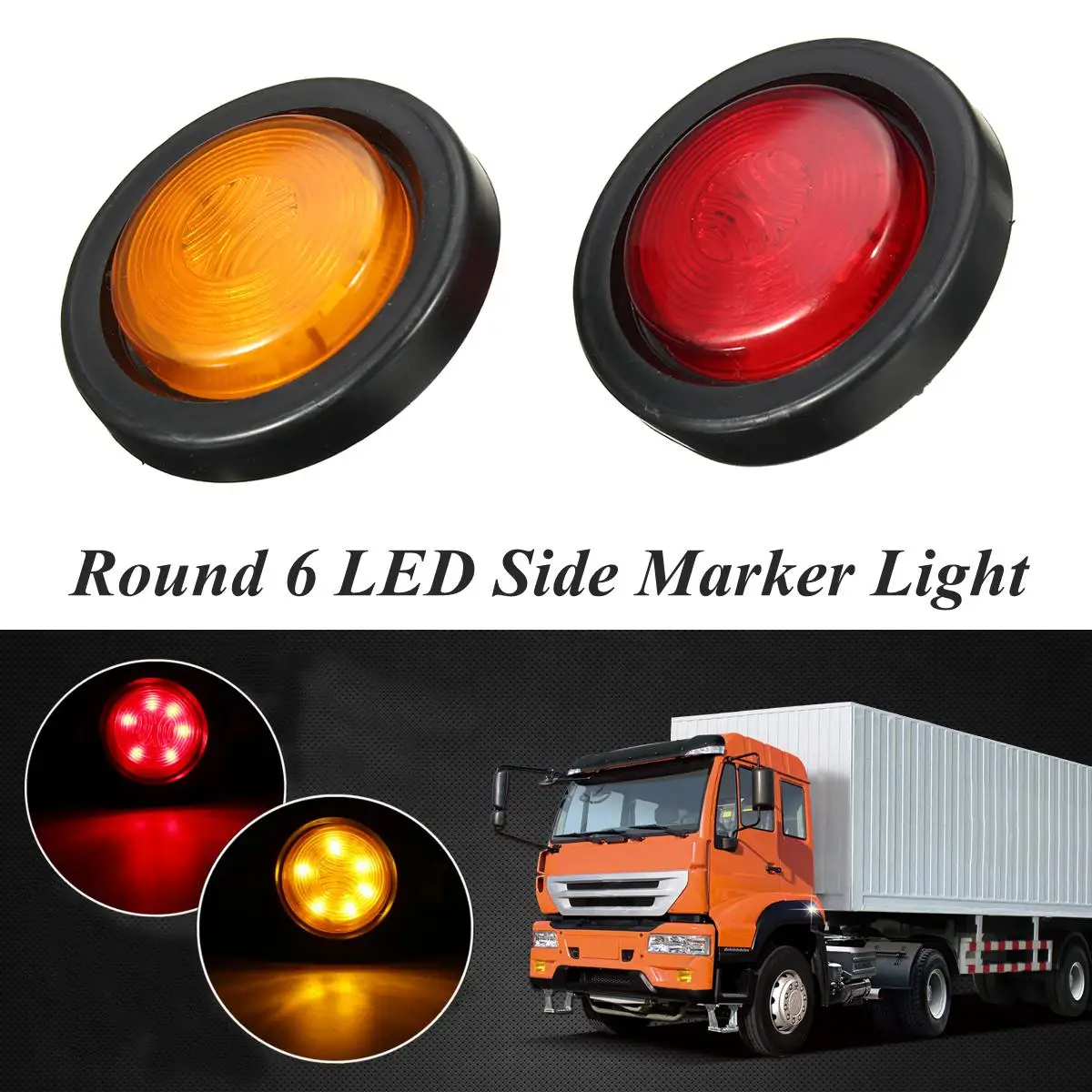 Car Tail Clearance Light Truck Trailer Round 6 LED Red Yellow Side