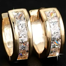 Классические Золотые Кристальные маленькие круглые серьги-кольца для женщин, простые мини круглые серьги для свадьбы, помолвки