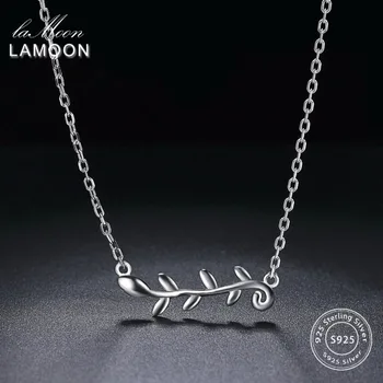 

LAMOON 2018 New Lovely Leaf S925 Pendant Necklace 925-Sterling-Silver Fine Jewelry for Women Wedding LMNY066