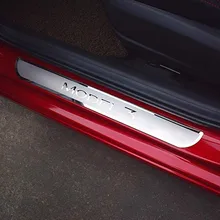 Новая модель 3 двери наклейка для порога покрытие автомобиля Нержавеющая сталь порога Накладка для Tesla модель 3 2017-19