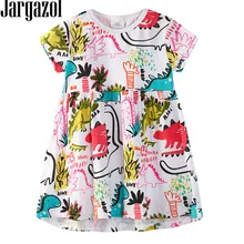 Jargazol Vestido de Princesa Flor Meninas Vestidos de Verão de Algodão Elegante Robe Fille 2018 Vestido Animal Dos Desenhos Animados Printingfor 2 T-7 T