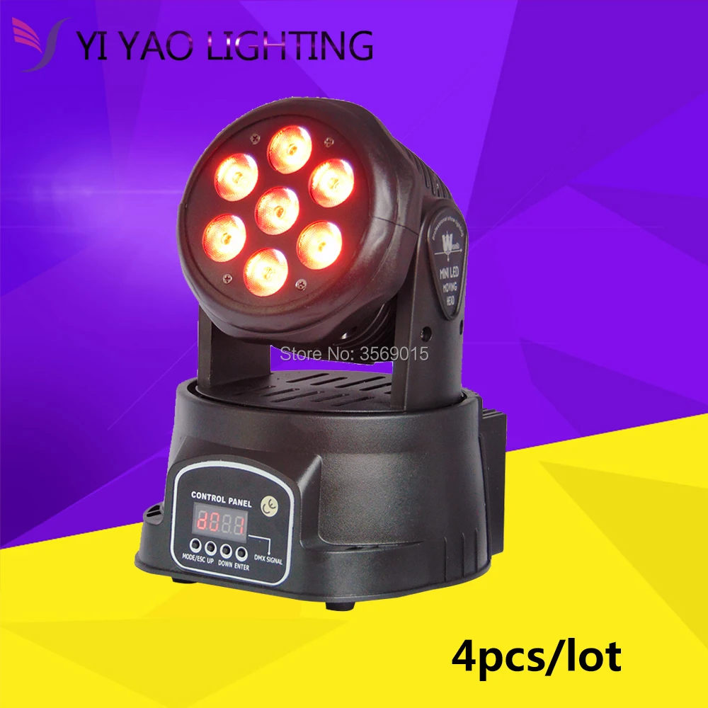 

4pcs/lot Led 7x12w RGBW Beam DMX512 Moving Head Light Professional DJ /Bar /Party