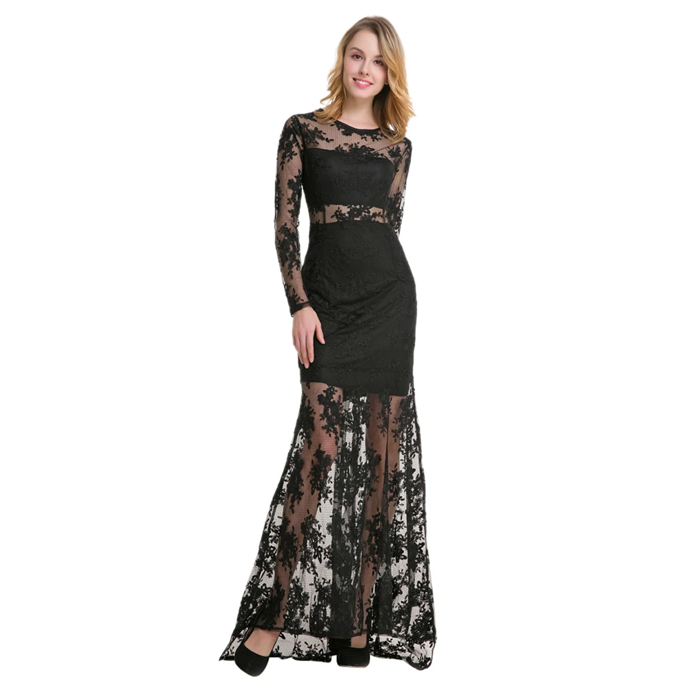 TFGS Original Design Women Organza Embroidery Hollow Out Dresses For Sexy Party Women Perspective Long Sleeve