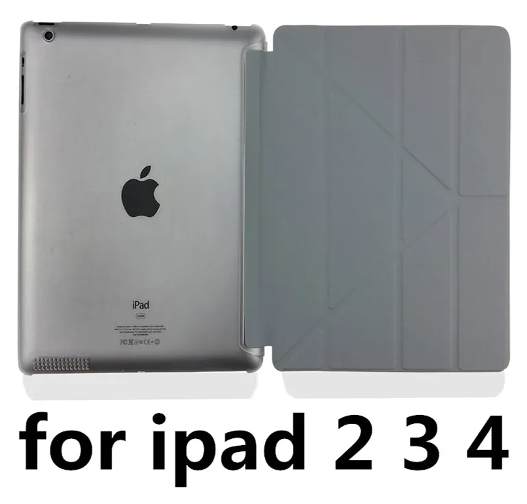 Популярный чехол для iPad 2 iPad 3 iPad 4 с деформацией, складной из искусственной кожи, тонкий магнитный передний умный чехол+ жесткий чехол для планшета - Цвет: 234-Deform-Y-gray