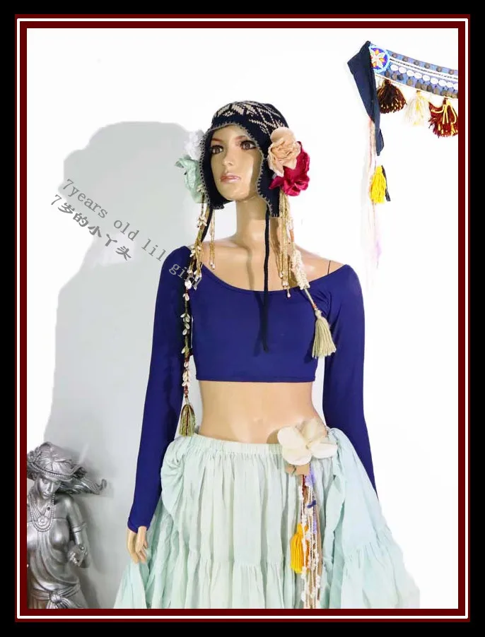

Lycra cotton Belly dance long sleeve top Tribal top belly dance costume AS60-61