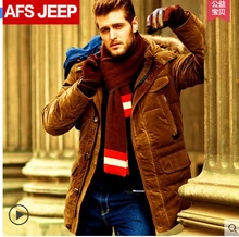 Hot!Free shipping !!The new 2017 Field jeep raccoon fur collar white duck down down jacket In the men’s fashion long warm coat