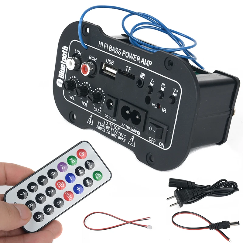 Mayitr 1pc 220V Pro Car Bluetooth Amplifier HiFi Bass Power AMP Stereo Digital Amplifier USB TF Remote for Car Accessories