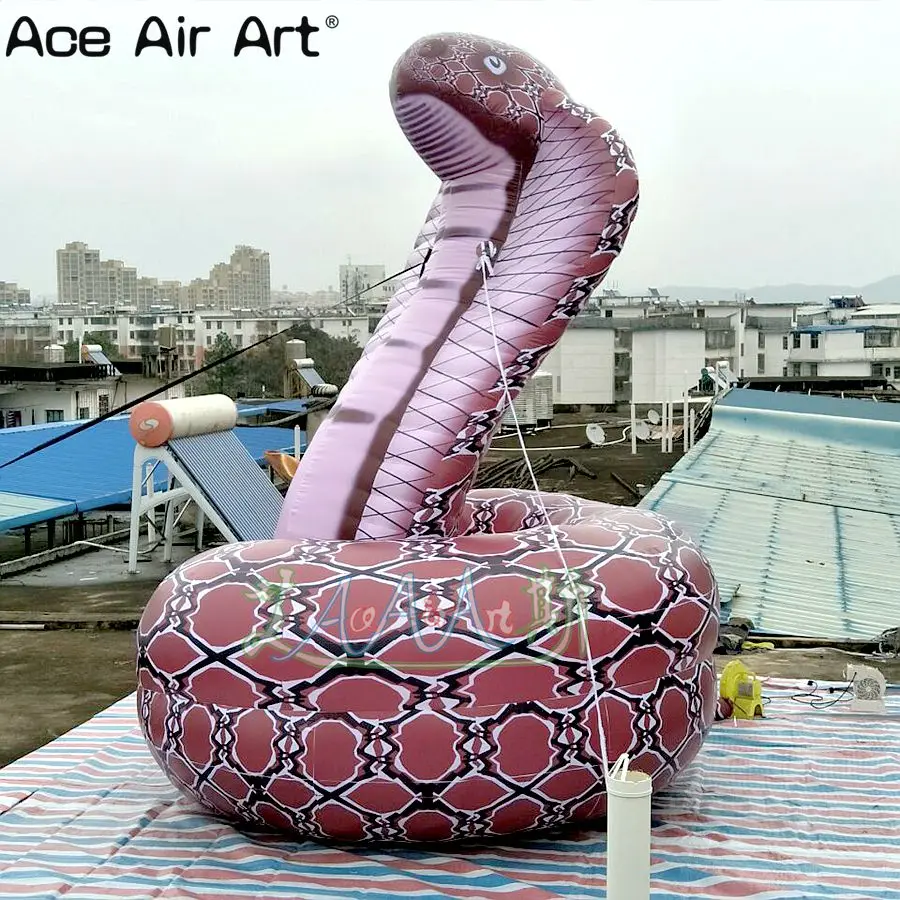  Hot sale lifelike giant inflatable snakeinflatable coiled cobras model for zoo display/event advert