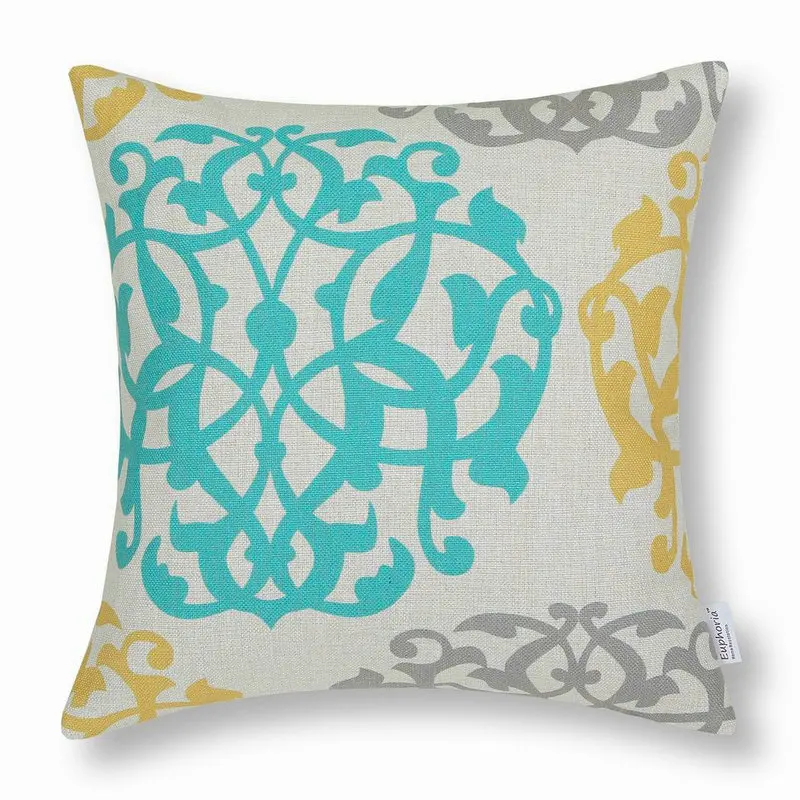 CaliTime Cushion Covers Pillows Shell Home Sofa Car Decor Floral Teal