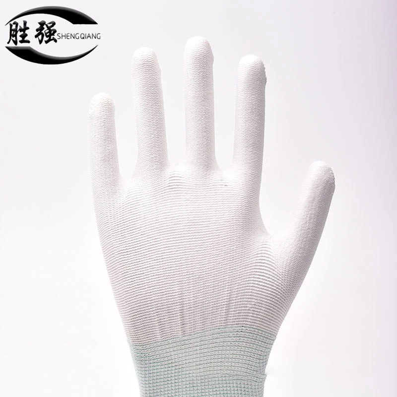 1 пара антистатических рабочих перчаток Белые Нейлоновые женские перчатки защитные перчатки с покрытием из искусственной кожи дышащие противоскользящие антистатические бытовые перчатки