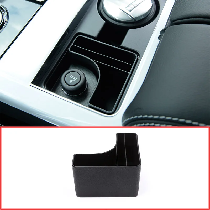 

For Land Rover Range Rover Velar 2017 ABS Black Central Control Cup Holder Storage Box Card Phone Tray