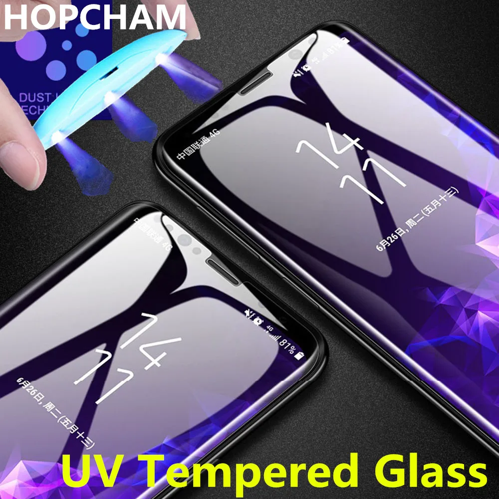 HOPCHAM S8 полное клеевое стекло для защиты экрана с УФ жидкостью полная клейкость