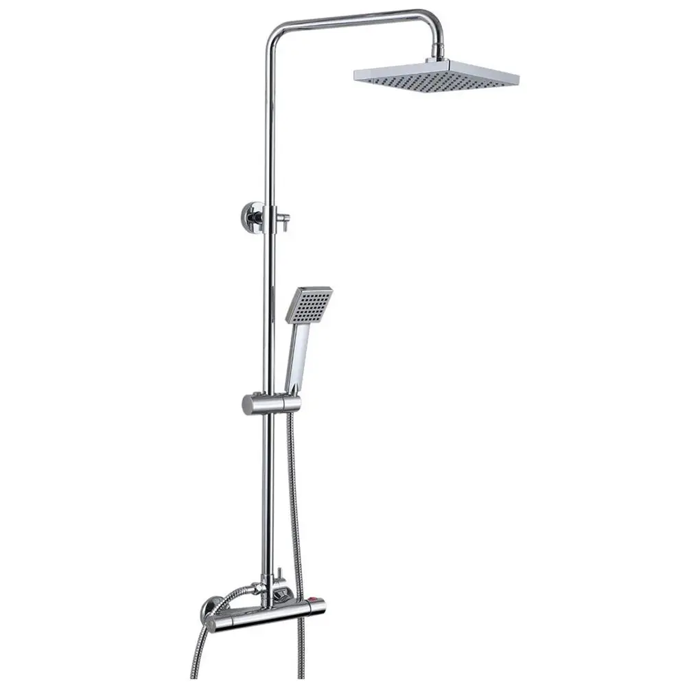 

THERMOSTATIC SHOWER MIXER CHROME BATHROOM LED SHOWER TWIN HEAD SQUAREP Select:Square LED Shower Set