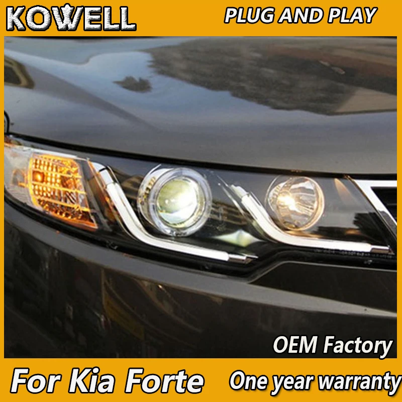 KOWELL автомобильный Стайлинг для Kia Forte фары 2010 2011 2012- Cerato светодиодный светодиодные дневные ходовые огни на передних фарах Биксеноновые линзы дальнего ближнего света парковки