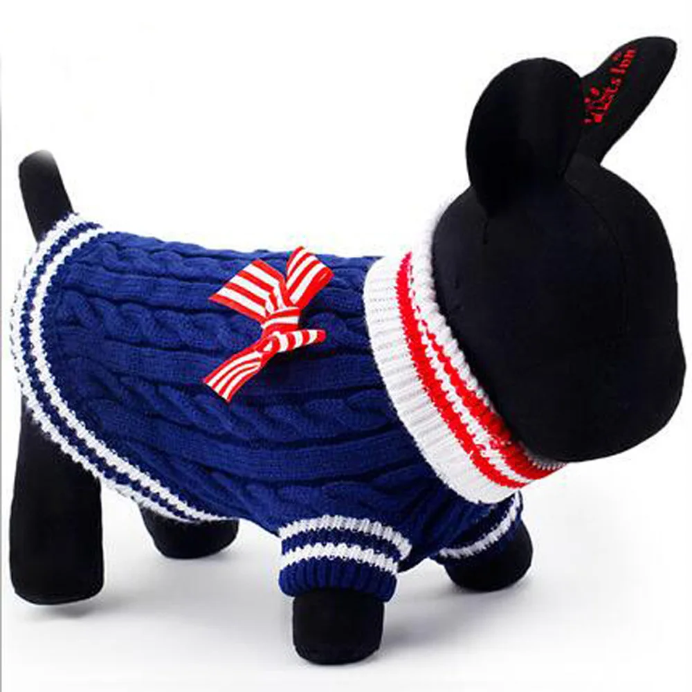 Hot Sale Fiber Pet Dog Clothes Bear Knit Dog Sweater Navy Pet Dog Sweater 2 Color Size XXS-L pet clothes In Autumn and Winter (4)