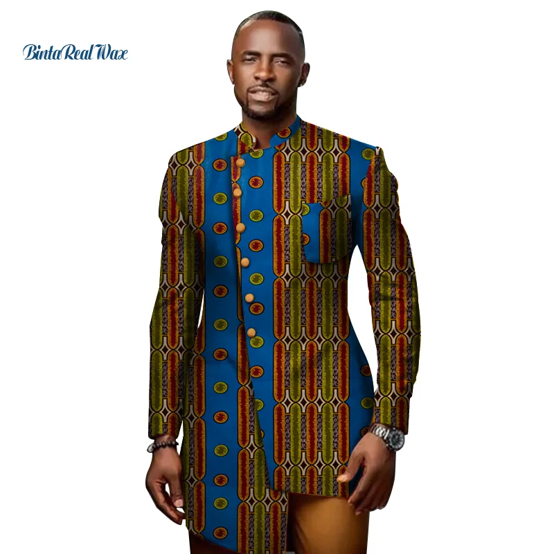 Bazin Riche мужские хлопковые рубашки Дашики Африканский принт Лоскутные Рубашки Африканский стиль Одежда африканская одежда WYN706