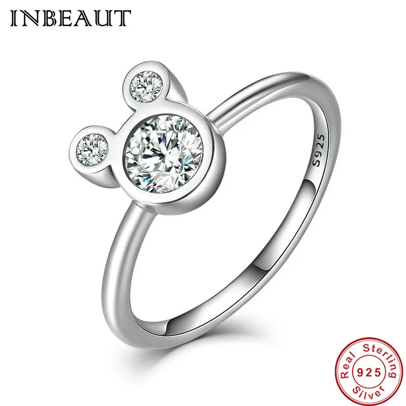 

INBEAUT 925 Sterling Silver Lovely Cartoon Shaped Sparkling Zircon Ring Teen Girls Fashion Jewelry Women Wedding Finger Rings