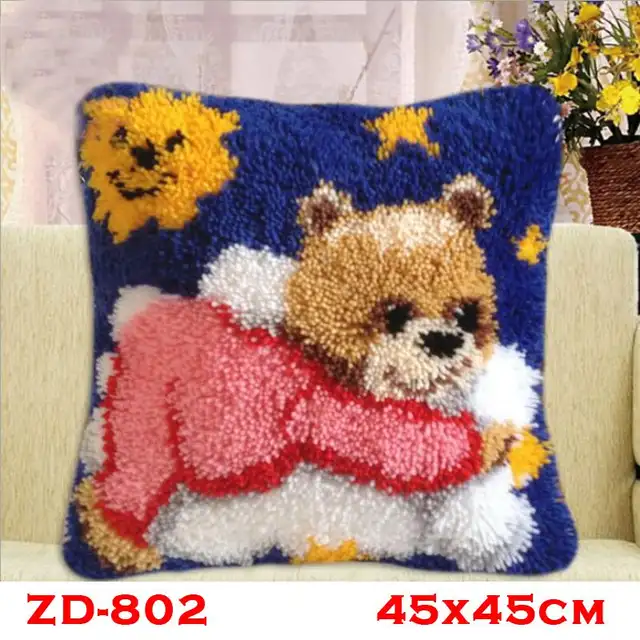 Pillow Latch Hook Rug Kits Kussen Knooppakket Tapestry Kit Crochet Animal Bear Needlework Pillows Embroidery Pillow Latch Hook Rug Kits Kussen Knooppakket Tapestry Kit Crochet Animal Bear Needlework Pillows Embroidery