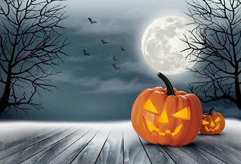 

Pumpkin Photography Backdrops Wooden Floor Dead Tree Moon 3D Backgrounds for Photo Studio Halloween Party Vinyl Cloth Customized