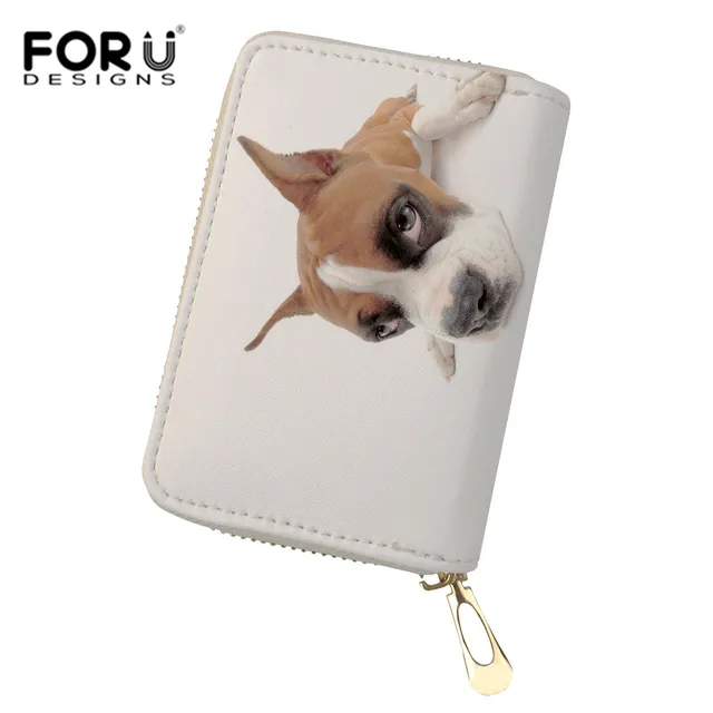 FORUDESIGNS Women Purse Cute Dogs Printing Card Holder Business Card&ID