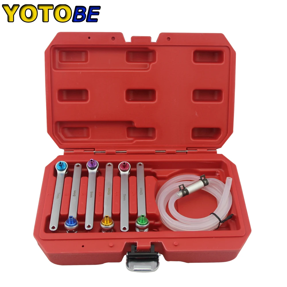 6pc Brake Bleeder Hose Set Wrench and Check Valve Set 6 Point