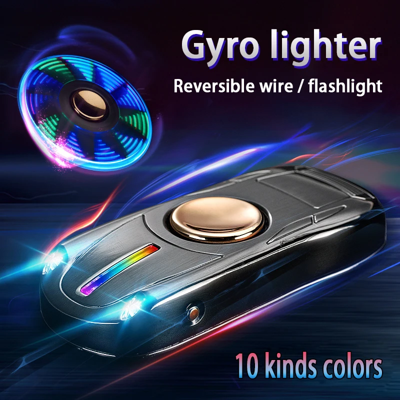 

USB Charging Lighters Fingertip Gyro Glow In Dark Light Fidget Hand Spinner Top Spinners Stress Cigarette Accessorie Men Gift E