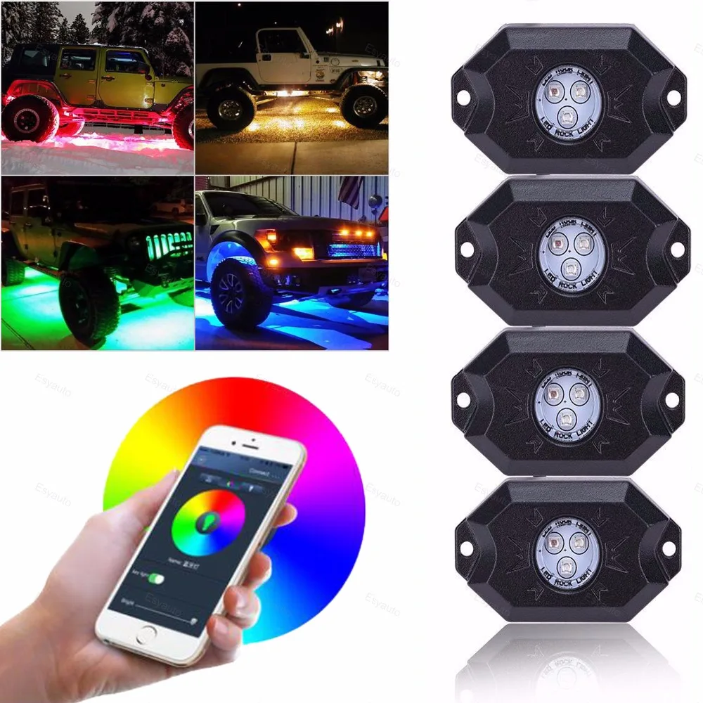 RGB светодиодные огни Rock неоновые наборы с Bluetooth управление сотовым телефоном под