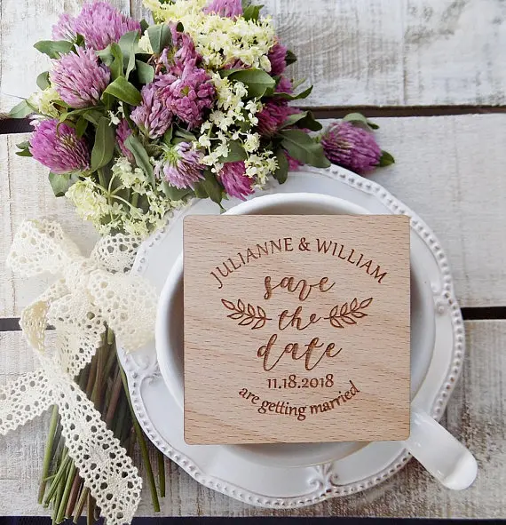 

Custom-Wood-Wedding-Magnets, Wooden Save The Date Magnet