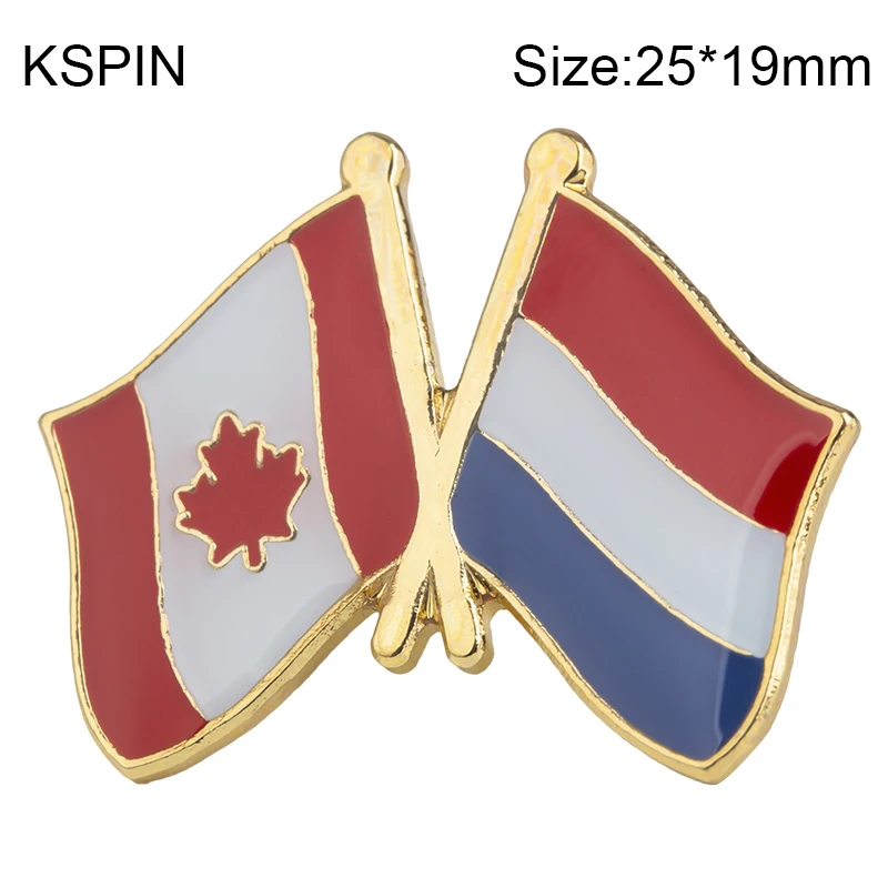 

Canada & Netherland Friendship Flag Lapel pin badges for clothes Pin badges safety pin brooch KS2076