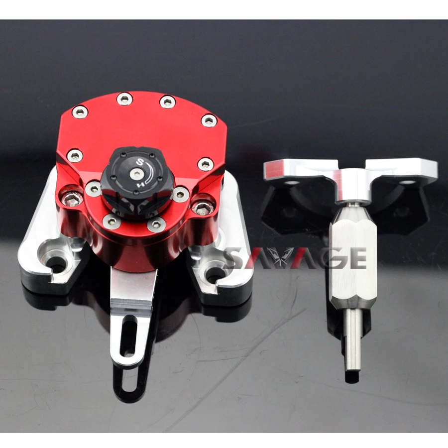 

For DUCATI MONSTER 796 2010-2015 Red Motorcycle Reversed Safety Adjustable Steering Damper Stabilizer with Mount Bracket