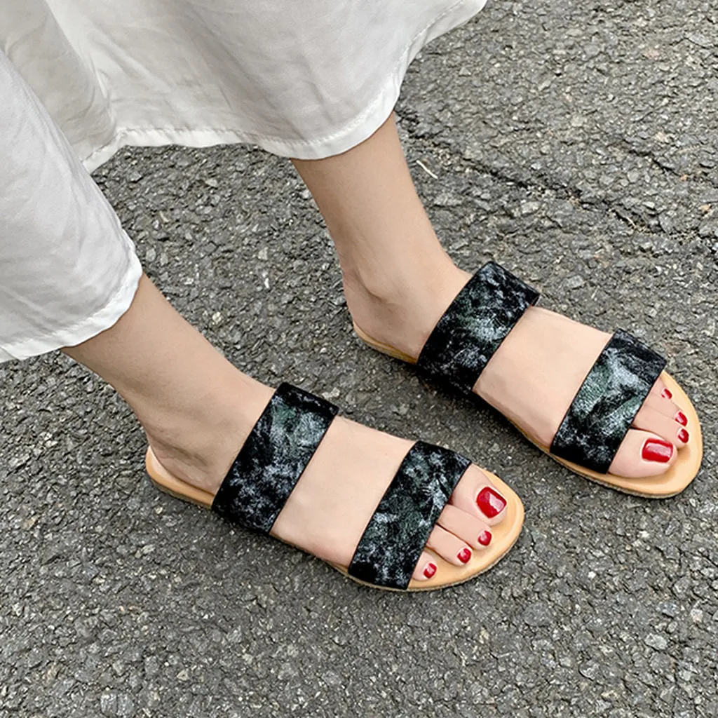 

Womens Flats Open Toe Monochrome Vintage Roman Plus-Size Flat Slippers Sandals Shoes for Women Vacation Beach shoes