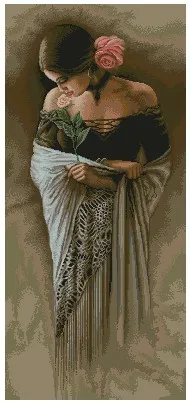 

Top Quality Beautiful Lovely Counted Cross Stitch Kit Spanish Lady Woman Girl with Flower luca-s luca