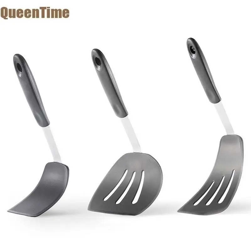 QueenTime 3PCS Silicone Turner Spatula Set Pancake Flipper Kitchen