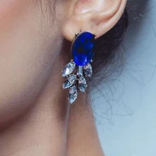 Dvacaman бренд Лидер продаж синего цвета с украшением в виде кристаллов элегантные серьги-гвоздики Для женщин свадебные яркие серьги украшения опт Прямая AA13