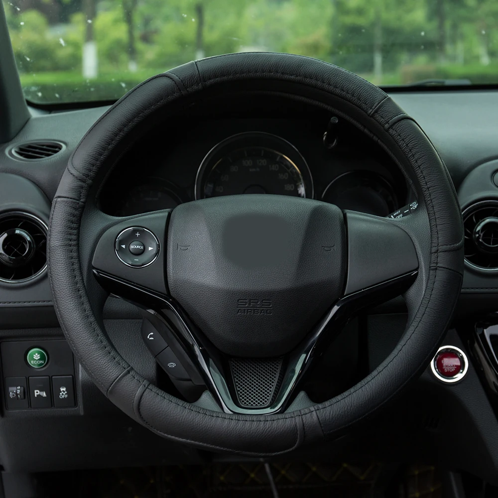 HuiER-Genuine-Head-Layer-Cow-Skin-Auto-Car-Steering-Wheel-Cover-Anti-slip-For-38CM-Auto