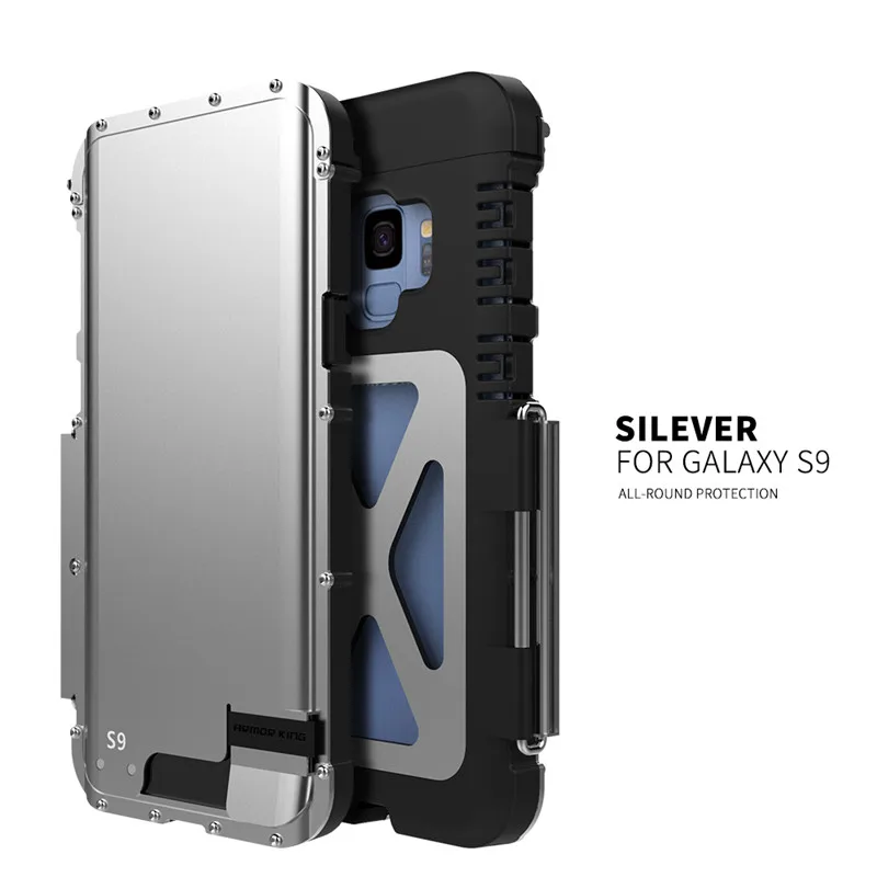 R-просто Броня King телефонные чехлы для samsung S8 S9 Железный человек Сталь металлический противоударный чехол с откидной крышкой для samsung S8 S9 Plus Note 8 Coque - Цвет: Silver