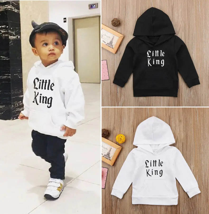 Toddler Kids Baby Boys Clothes Hoodies Little King Top Sweatshirt Coat