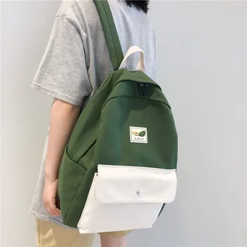 

Women Campus Backpack School Bag For Teenagers College Canvas Female Bagpack Stitching Color Laptop Back Packs Bolsas Mochila