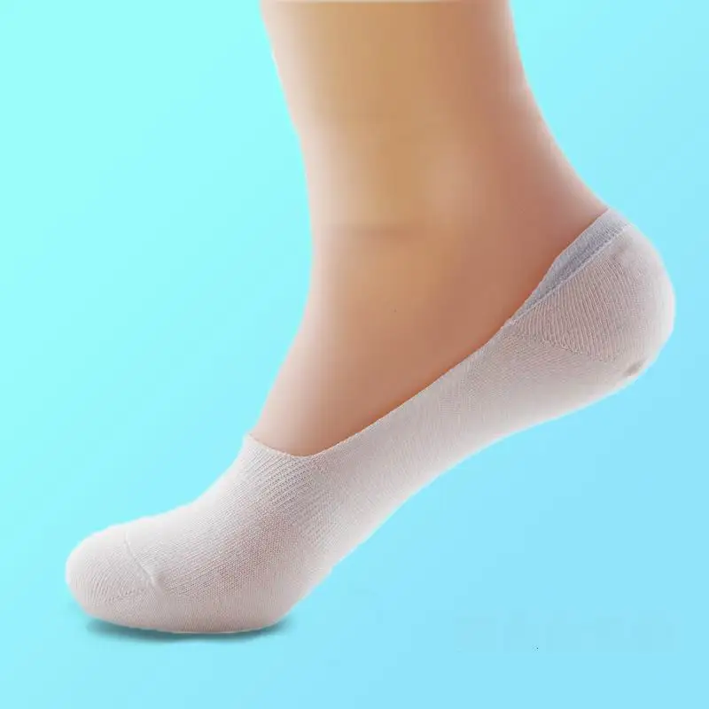 7 пар/лот невидимые носки для мужчин унисекс низкие носки мужские повседневные Мягкие хлопковые нескользящие силиконовые носки-лодочки meia - Цвет: white